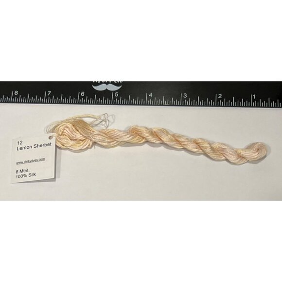 Dinky Dyes # 12 Lemon Sherbert 100% Silk Embroidery Thread 8 Mtrs Cross Stitch - Picture 2 of 3